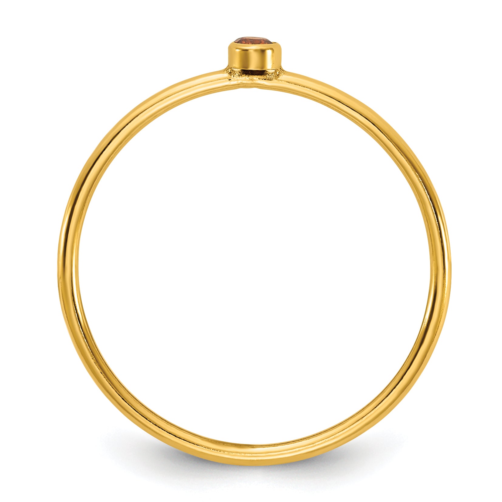 14K Gold Filled Red CZ Bezel 1.0mm Stacking Ring - view 2