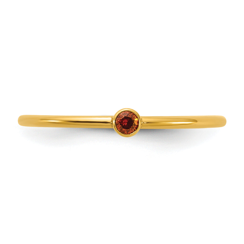 14K Gold Filled Red CZ Bezel 1.0mm Stacking Ring - view 4