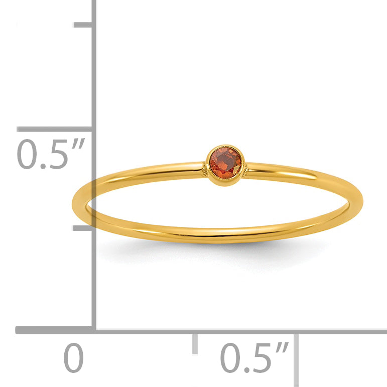 14K Gold Filled Red CZ Bezel 1.0mm Stacking Ring - view 5