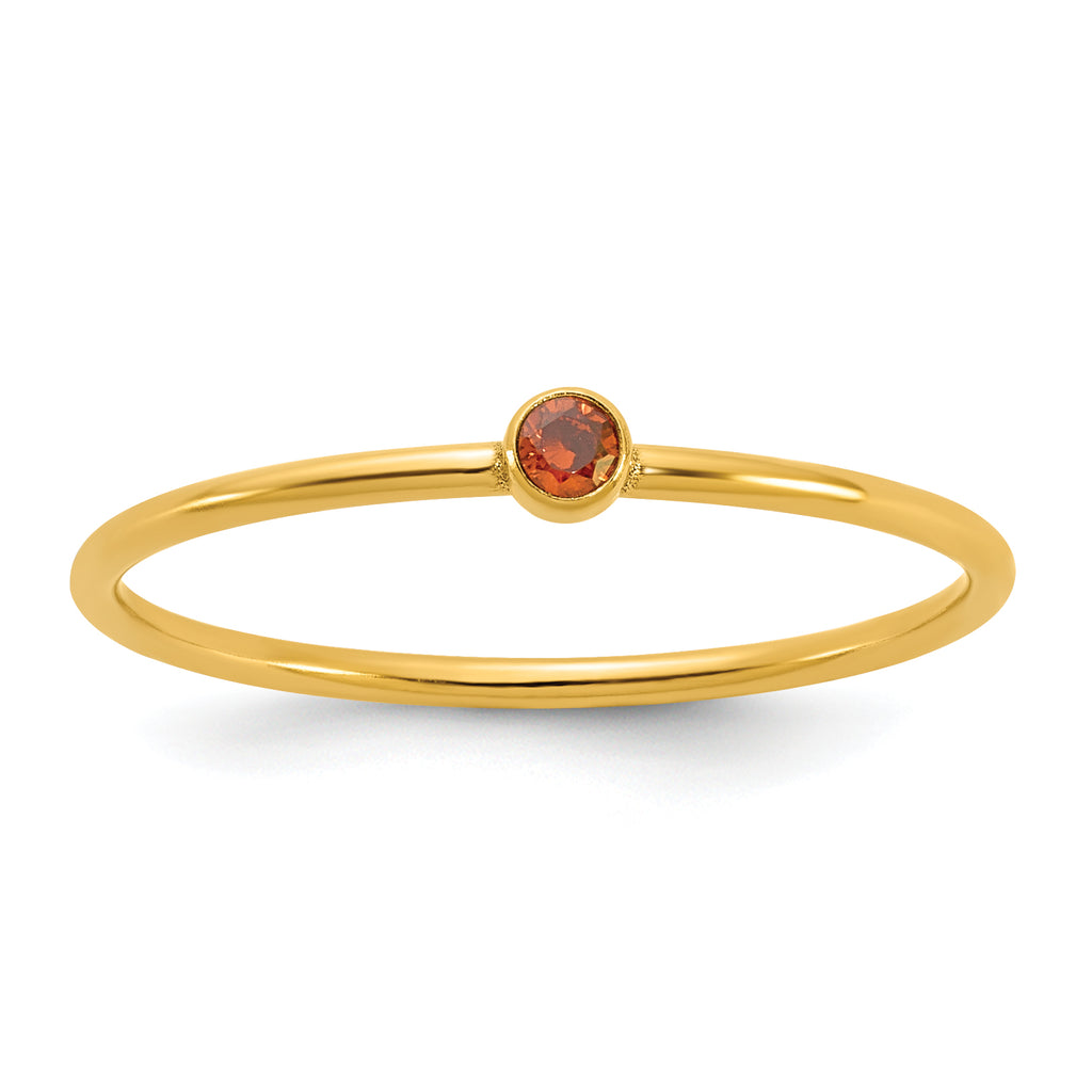 14K Gold Filled Red CZ Bezel 1.0mm Stacking Ring by Sophia Jewelers