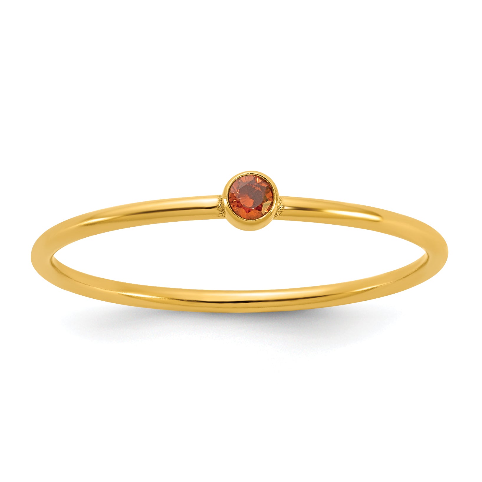 14K Gold Filled Red CZ Bezel 1.0mm Stacking Ring by Sophia Jewelers