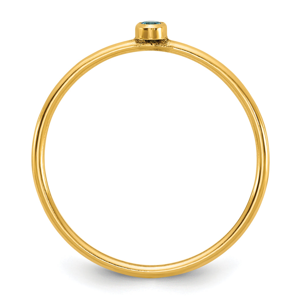 14K Gold Filled Swiss Blue CZ Bezel 1.0mm Stacking Ring - view 2