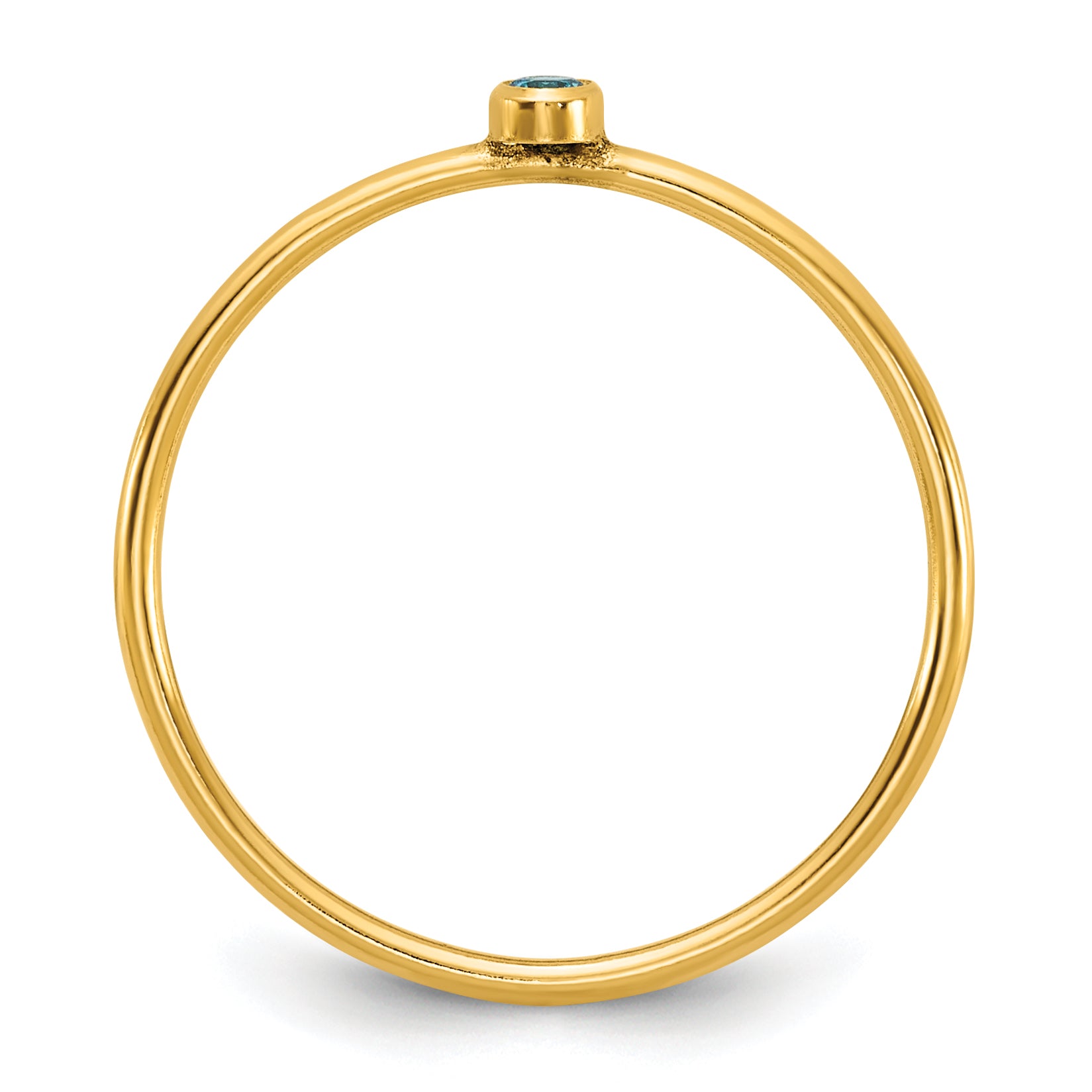 14K Gold Filled Swiss Blue CZ Bezel 1.0mm Stacking Ring - view 2