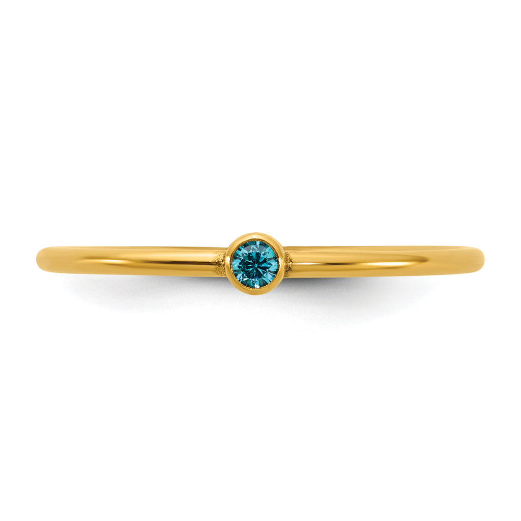 14K Gold Filled Swiss Blue CZ Bezel 1.0mm Stacking Ring - view 4