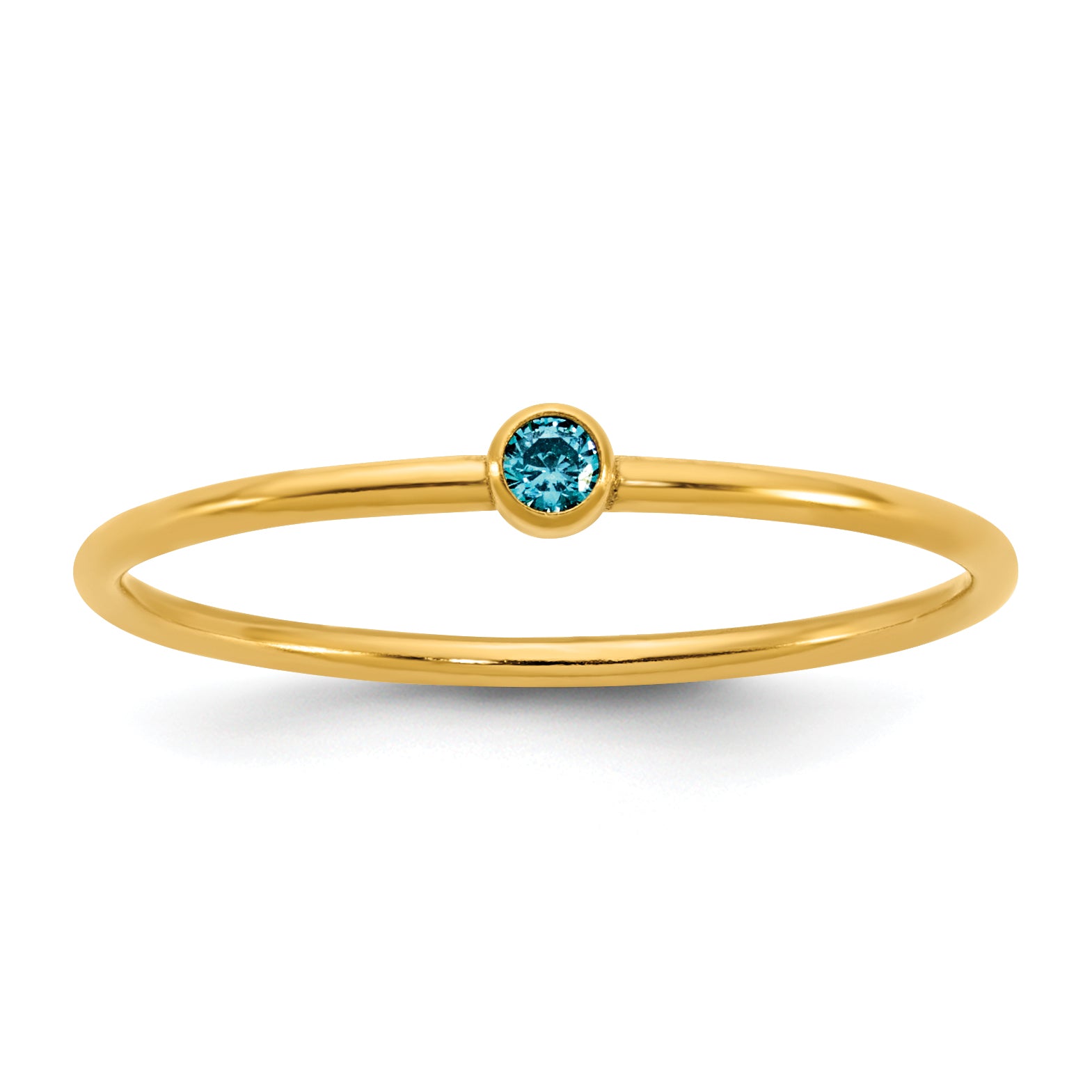 14K Gold Filled Swiss Blue CZ Bezel 1.0mm Stacking Ring by Sophia Jewelers Main image