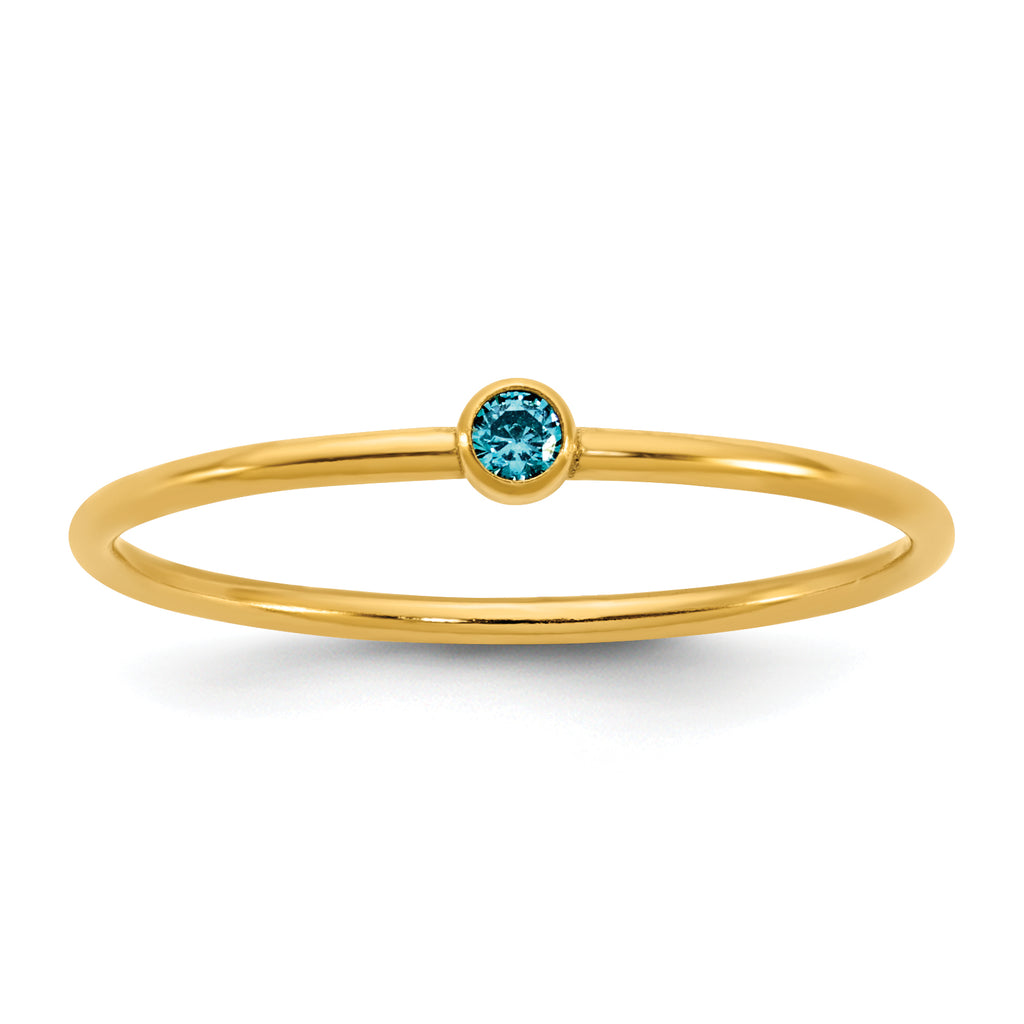 14K Gold Filled Swiss Blue CZ Bezel 1.0mm Stacking Ring by Sophia Jewelers