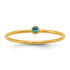 14K Gold Filled Swiss Blue CZ Bezel 1.0mm Stacking Ring by Sophia Jewelers