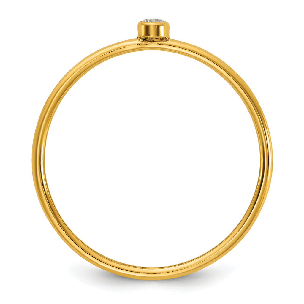 14K Gold Filled White CZ Bezel 1.0mm Stacking Ring - view 2
