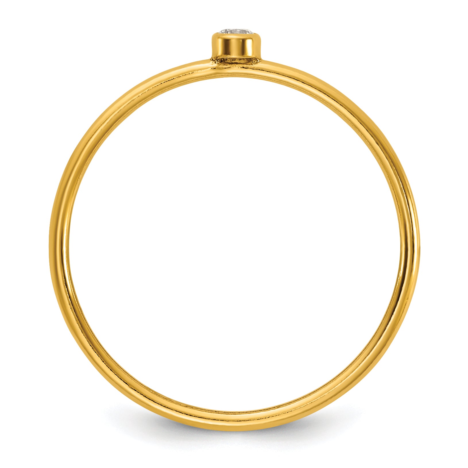 14K Gold Filled White CZ Bezel 1.0mm Stacking Ring - view 2