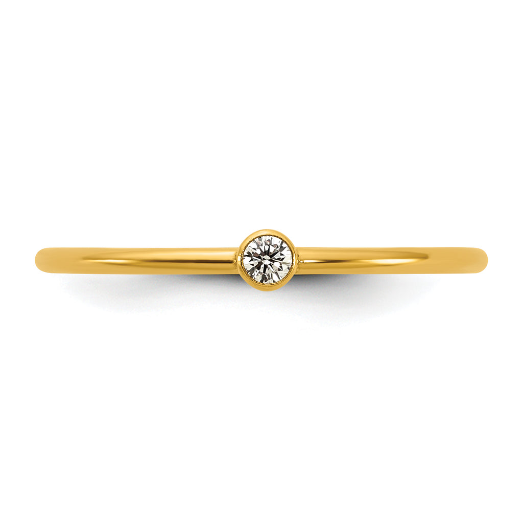 14K Gold Filled White CZ Bezel 1.0mm Stacking Ring - view 4