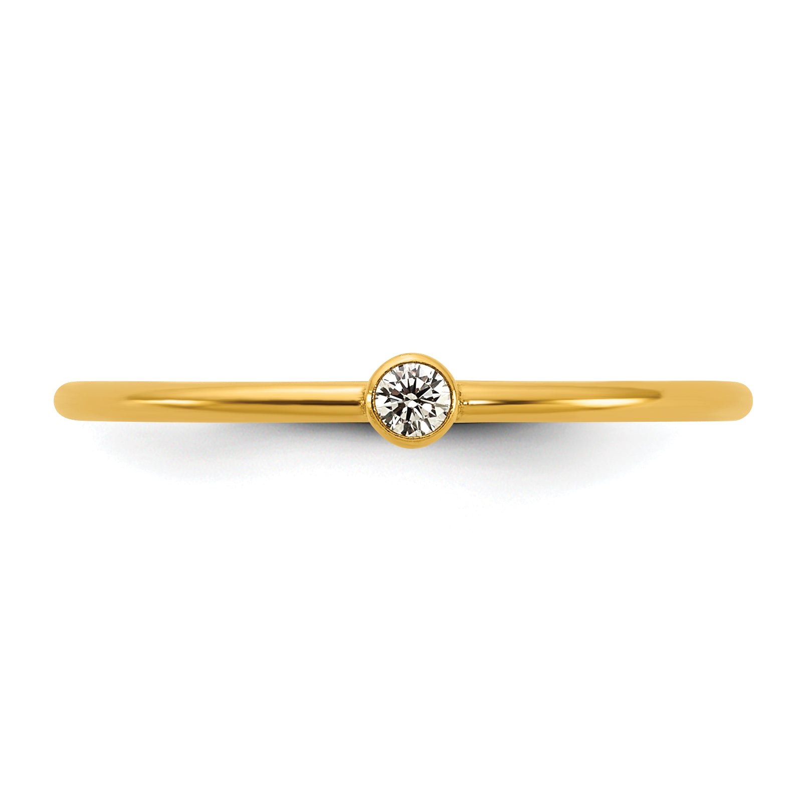 14K Gold Filled White CZ Bezel 1.0mm Stacking Ring - view 4