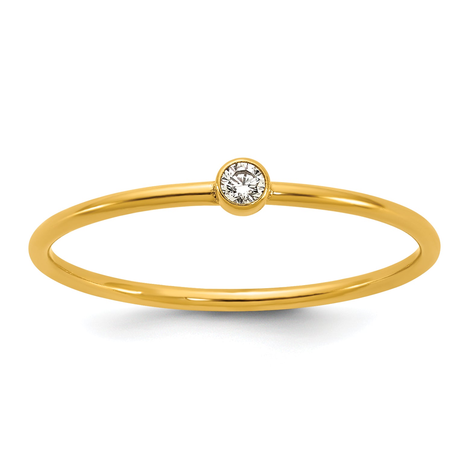 14K Gold Filled White CZ Bezel 1.0mm Stacking Ring by Sophia Jewelers