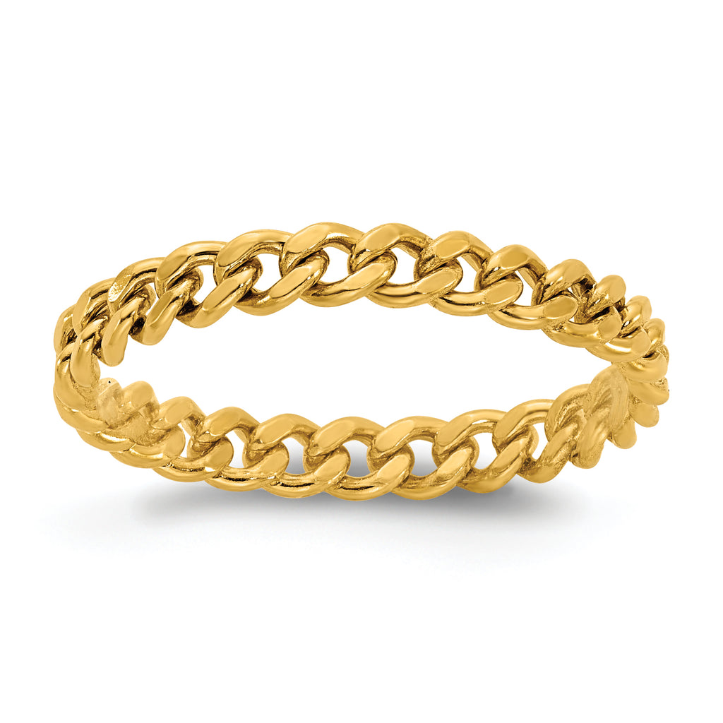 14K Gold Filled 2.90mm Curb Link Chain Ring by Sophia Jewelers