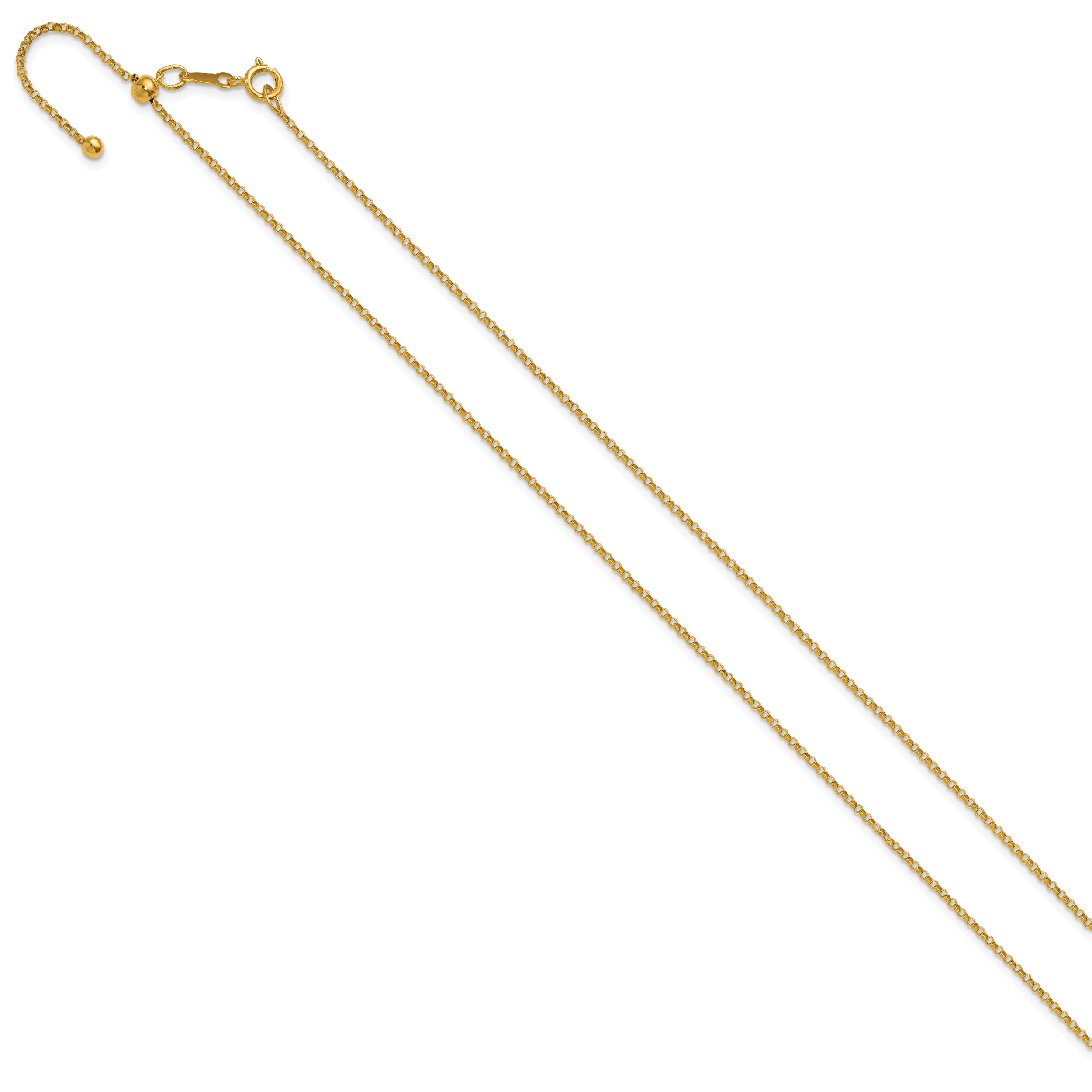 14K Gold Filled Adjustable Rolo Chain Necklace in 1.3mm Width - view 2