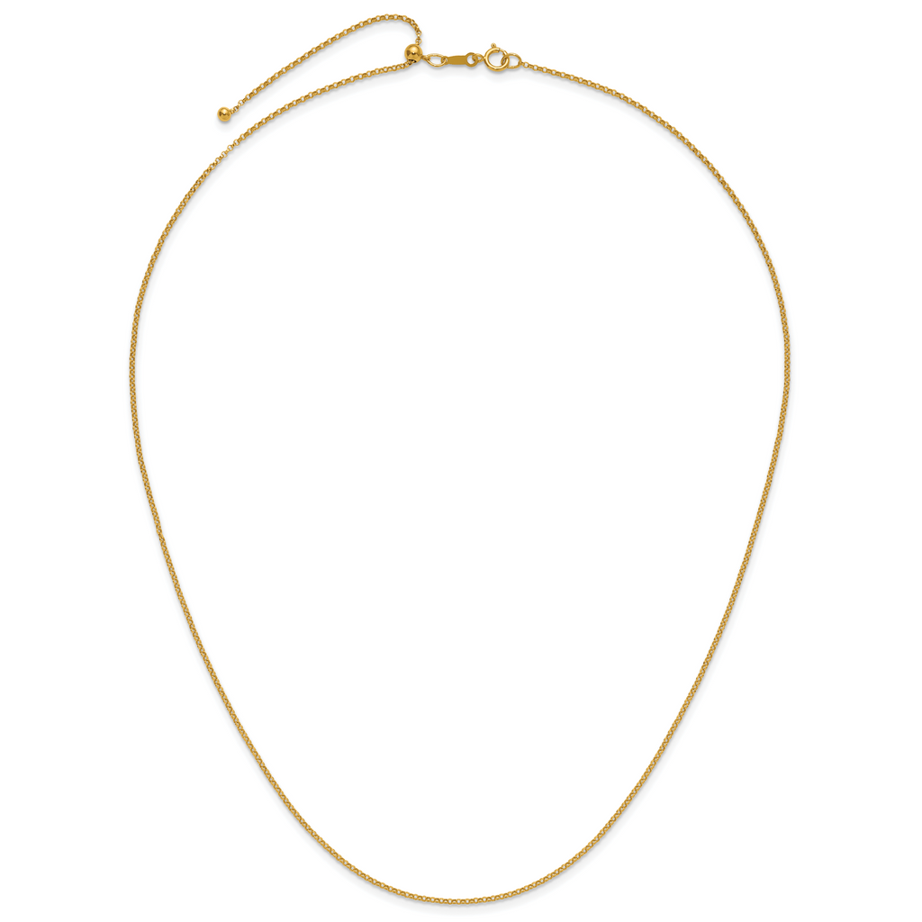 14K Gold Filled Adjustable Rolo Chain Necklace in 1.3mm Width - view 4
