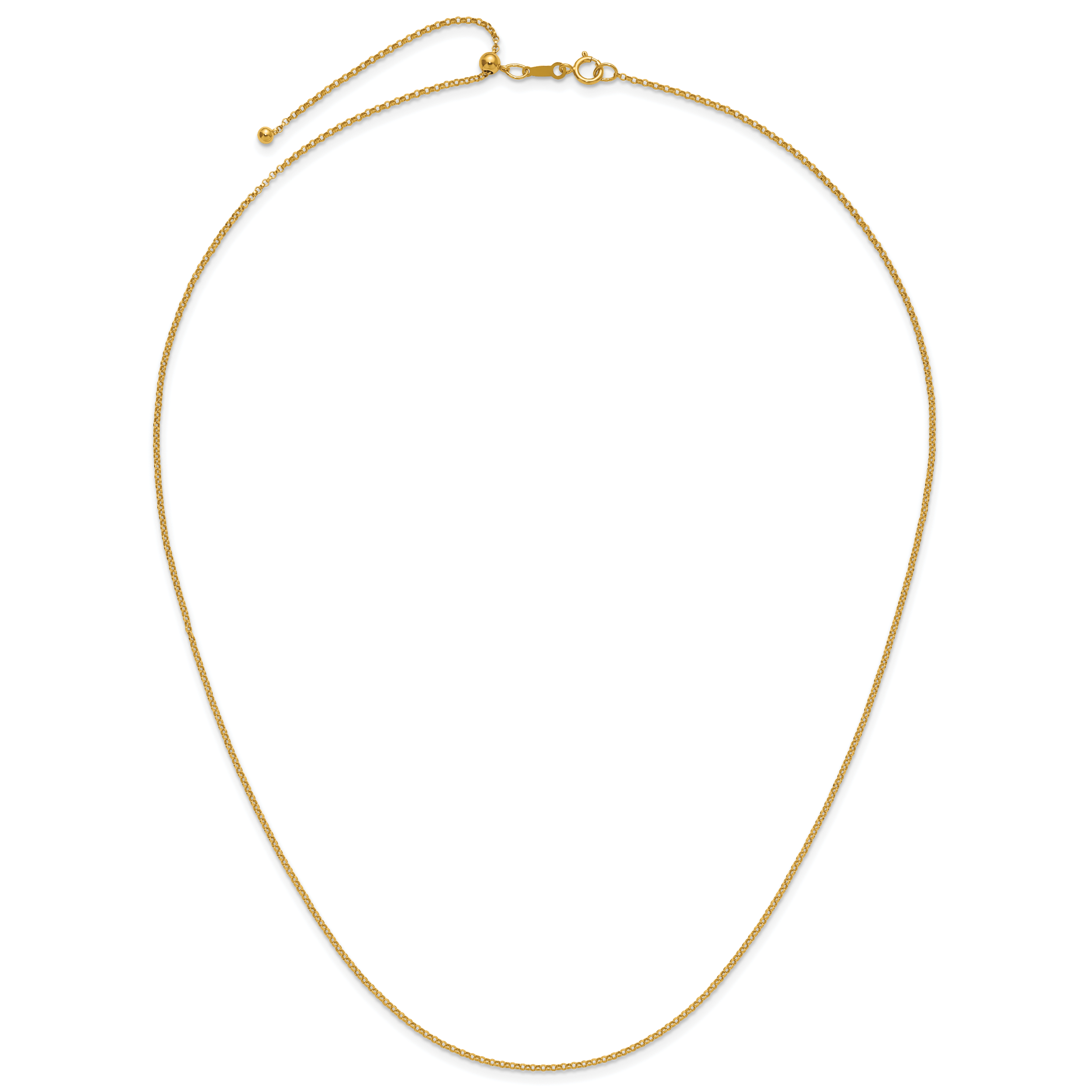 14K Gold Filled Adjustable Rolo Chain Necklace in 1.3mm Width - view 4