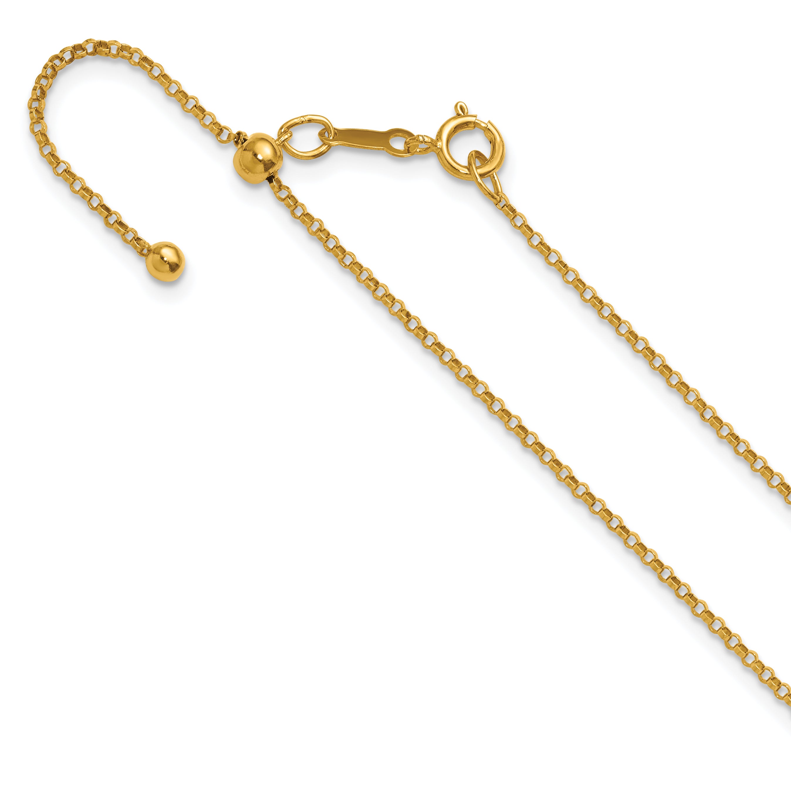 14K Gold Filled Adjustable Rolo Chain Necklace in 1.3mm Width by Sophia Jewelers