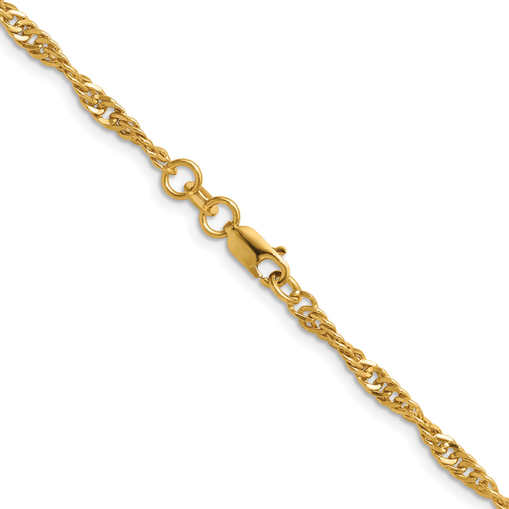 14K Gold Filled Singapore Chain Necklace in 3.2mm Width - view 2