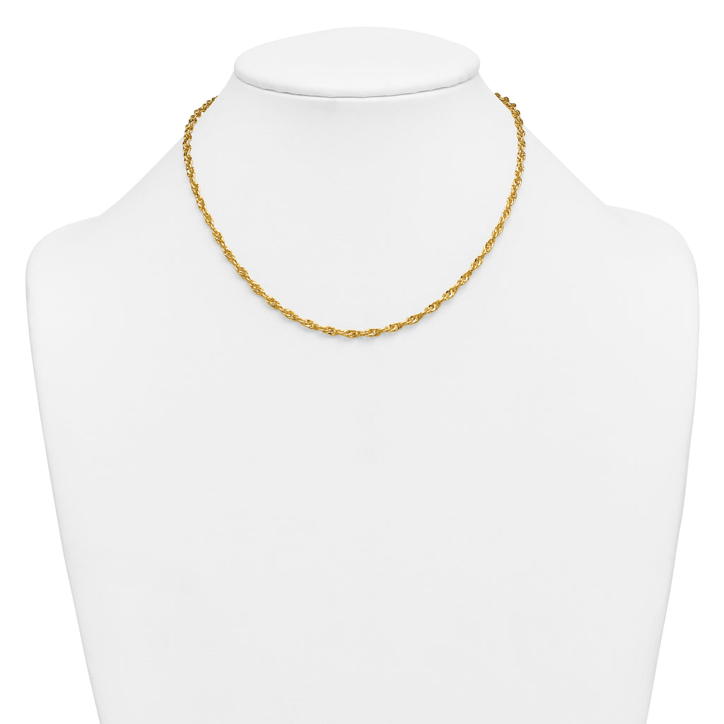 14K Gold Filled Singapore Chain Necklace in 3.2mm Width - view 3