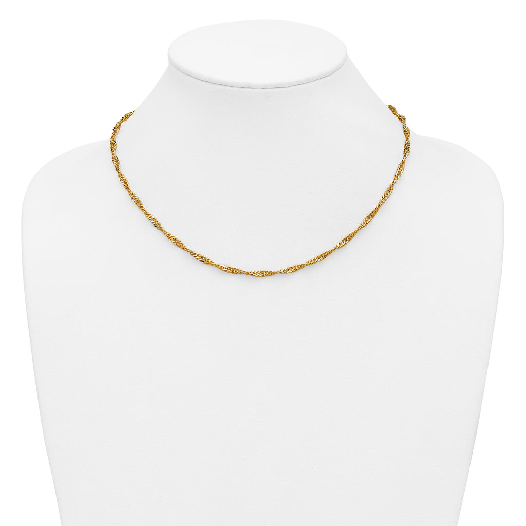 14K Gold Filled Singapore Chain Necklace in 3.2mm Width