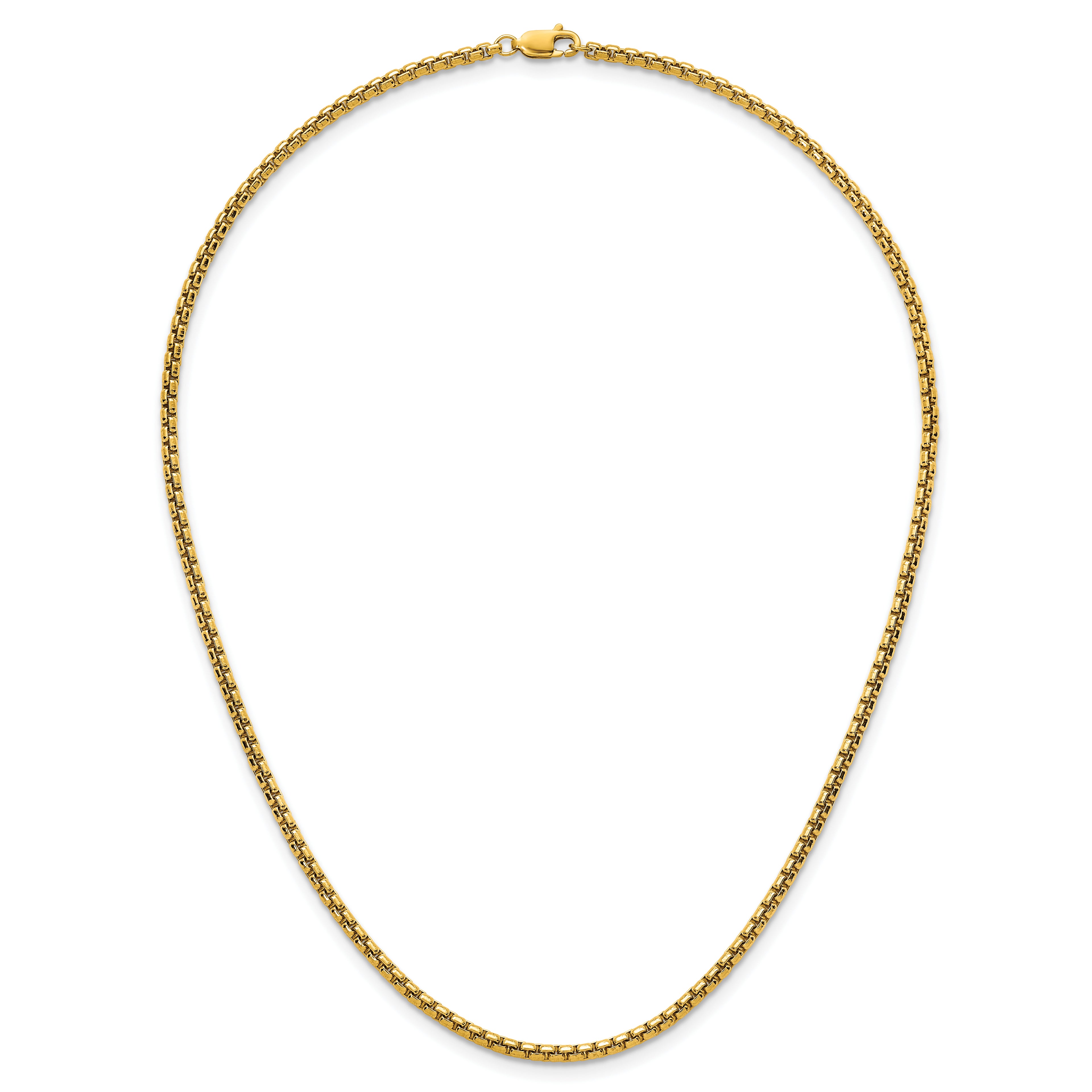 14K Gold Filled Round Venetian Box Chain Necklace in 2.6mm Width - view 4