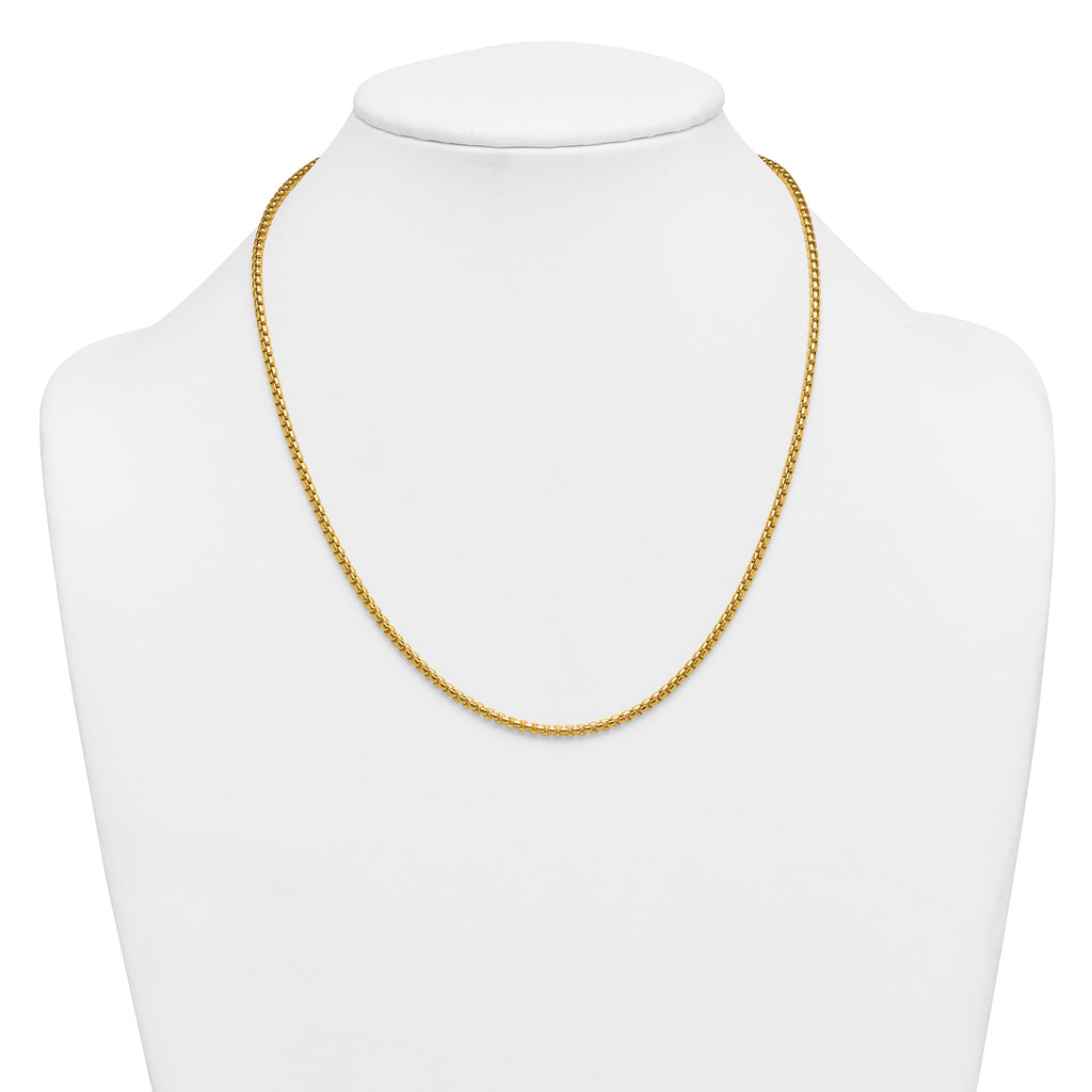 14K Gold Filled Round Venetian Box Chain Necklace in 2.6mm Width