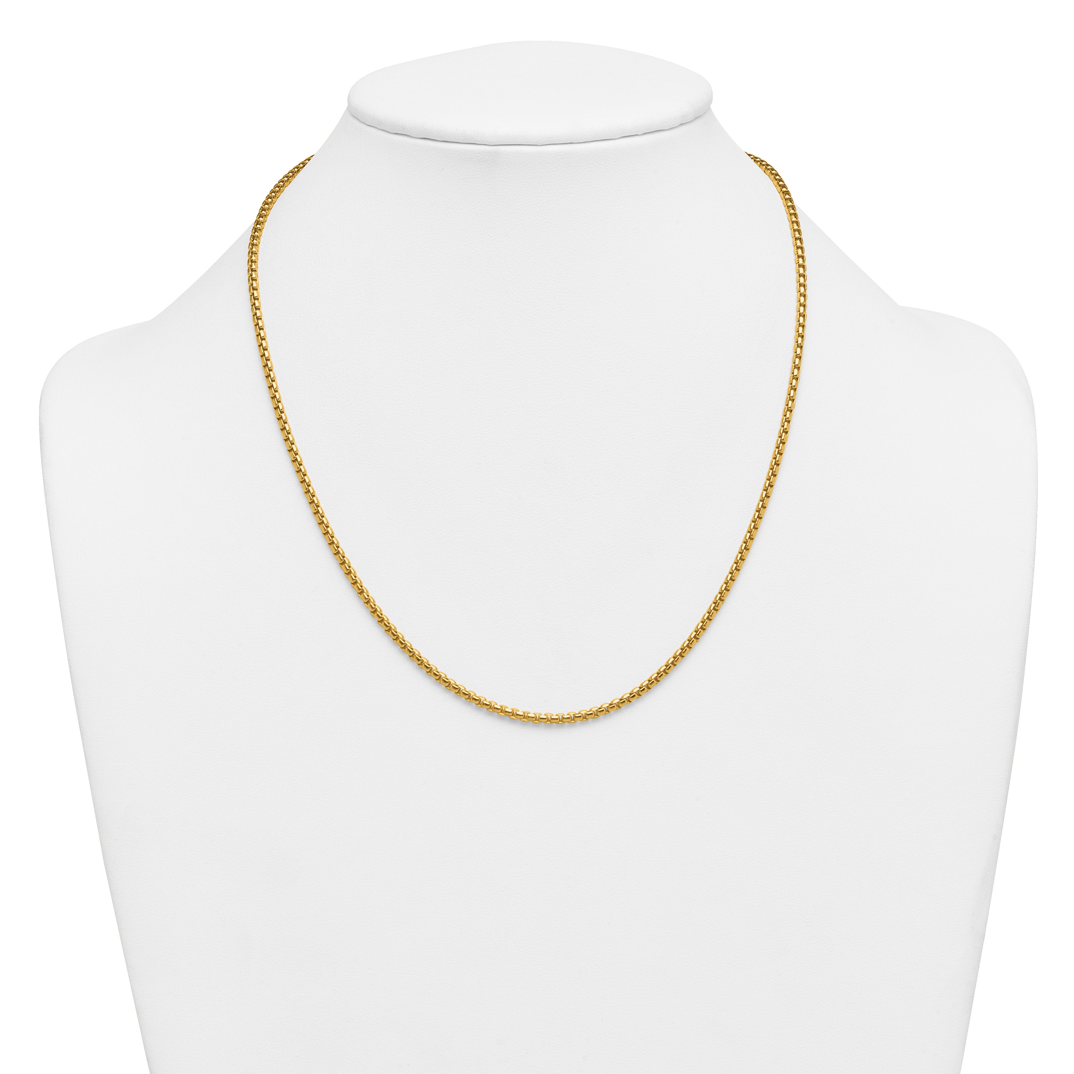 14K Gold Filled Round Venetian Box Chain Necklace in 2.6mm Width