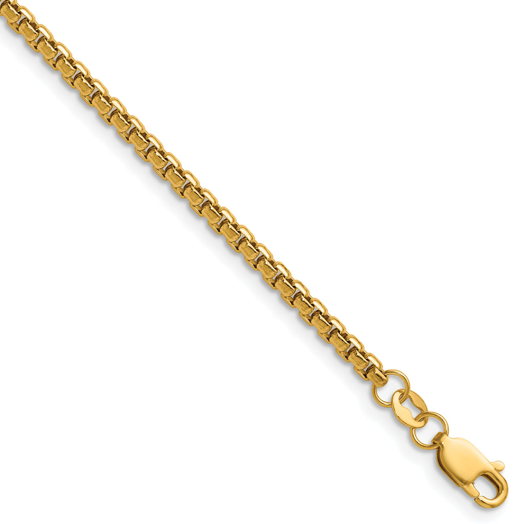 14K Gold Filled Round Venetian Box Chain Necklace in 2.6mm Width by Sophia Jewelers