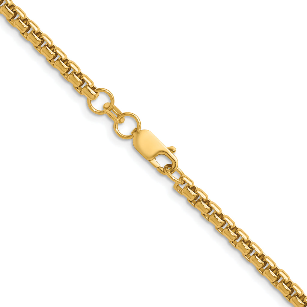 14K Gold Filled Round Venetian Box Chain Necklace in 3.6mm Width - view 2