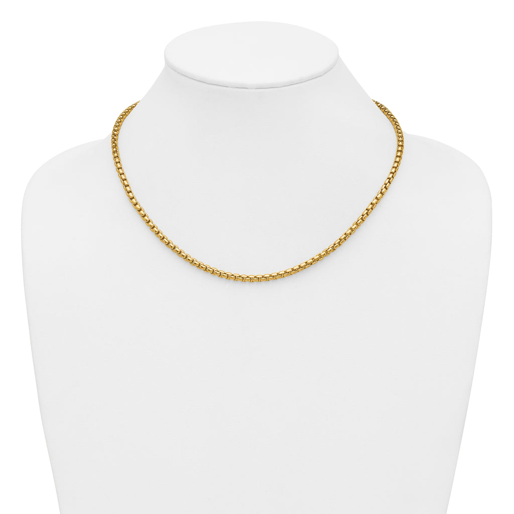 14K Gold Filled Round Venetian Box Chain Necklace in 3.6mm Width
