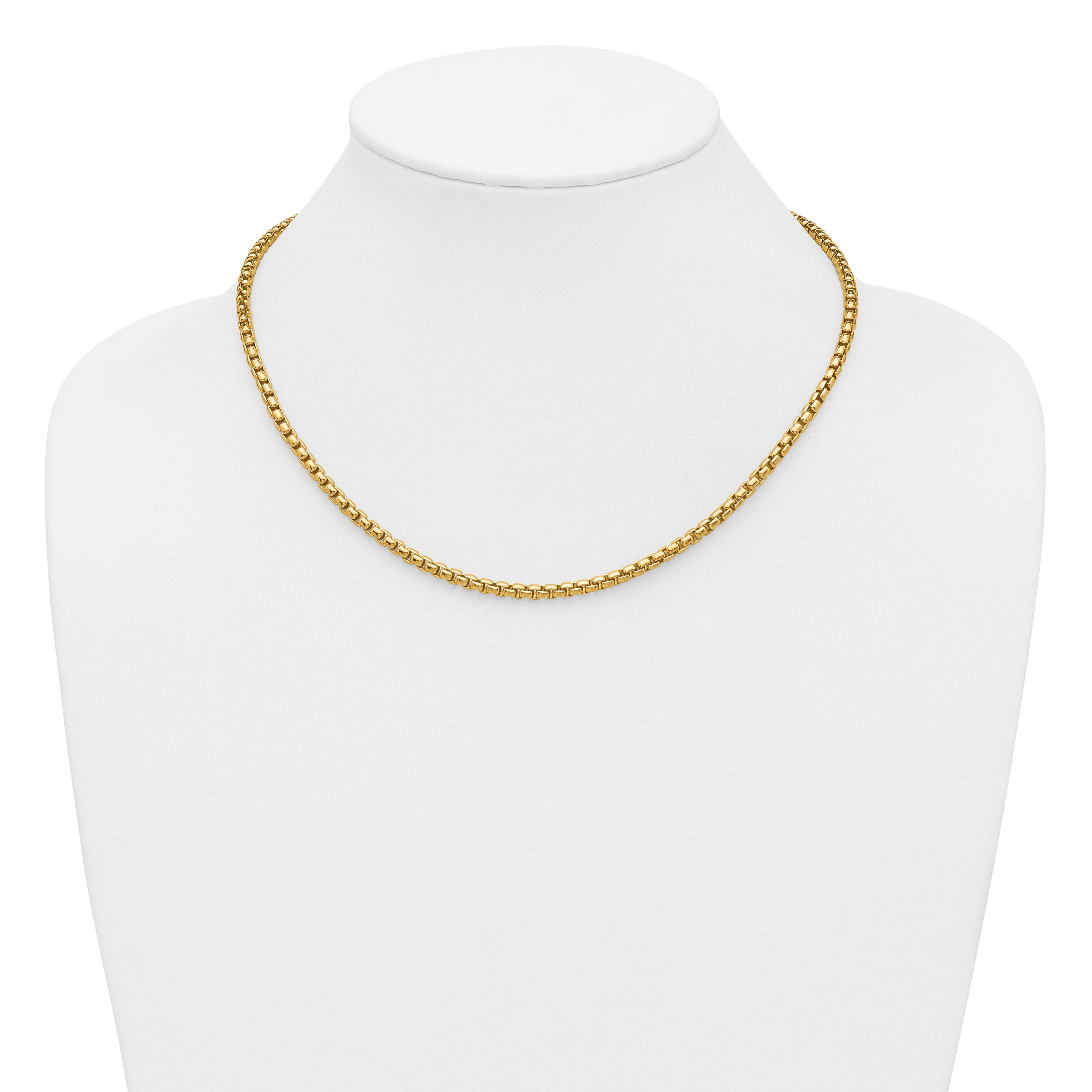 14K Gold Filled Round Venetian Box Chain Necklace in 3.6mm Width