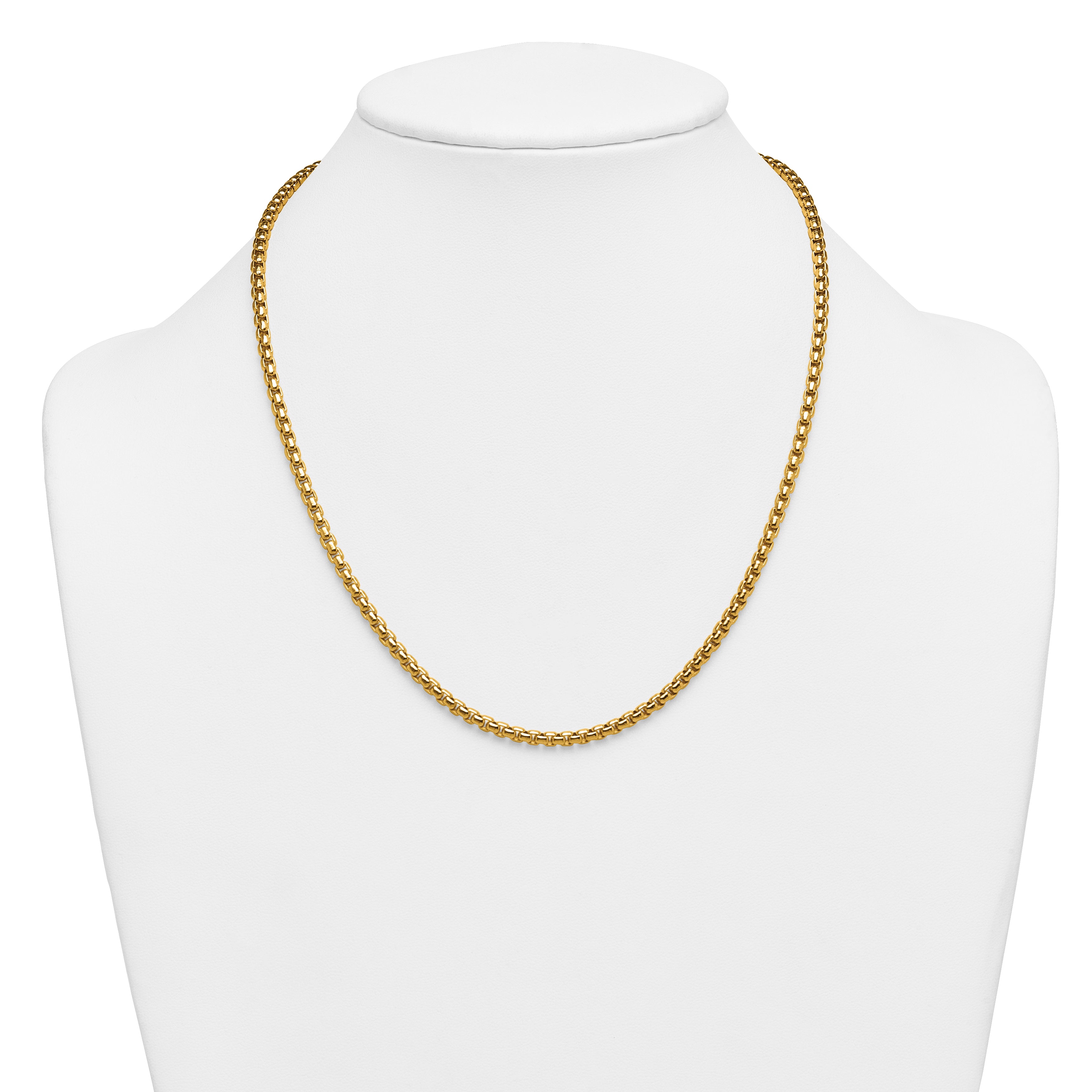 14K Gold Filled Round Venetian Box Chain Necklace in 3.6mm Width