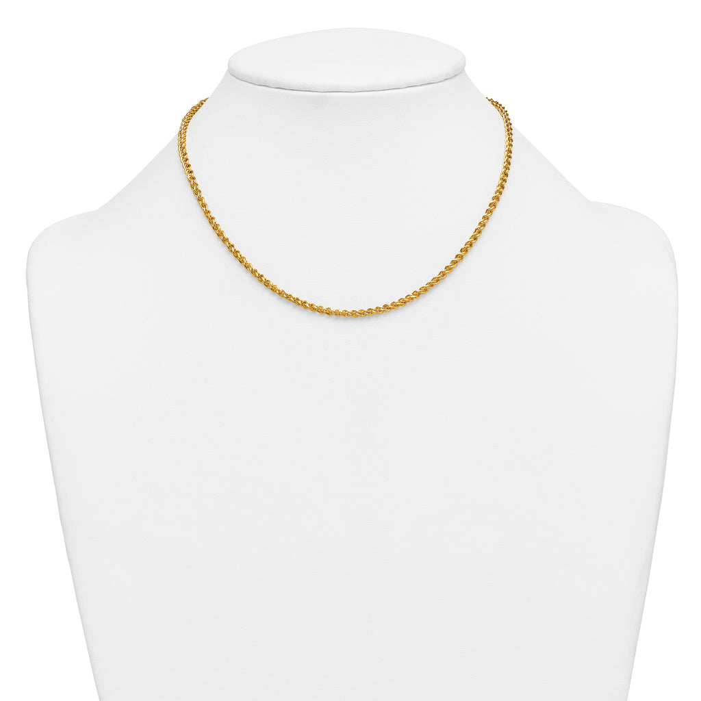 14K Gold Filled Wheat Chain Necklace in 2.8mm Width - view 3