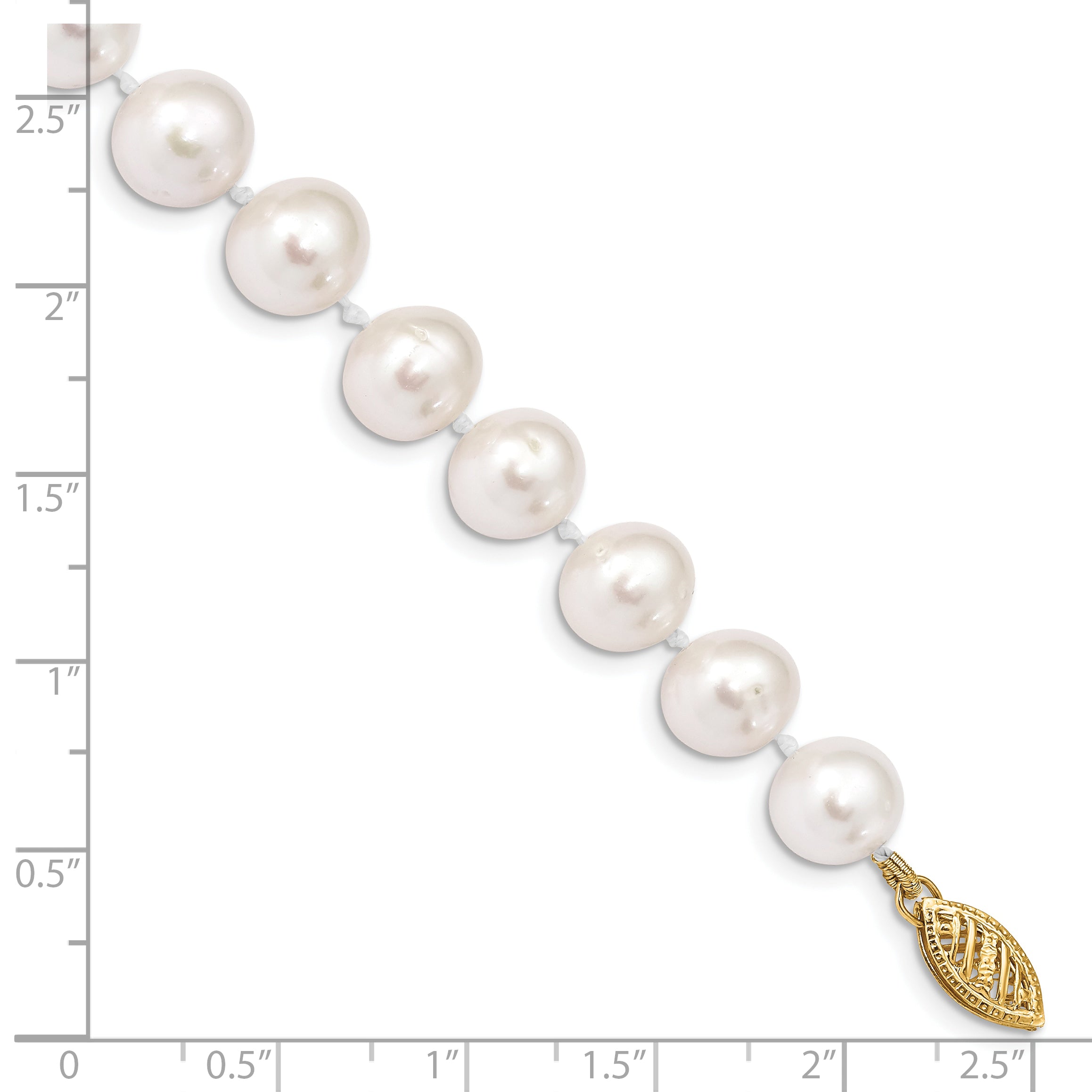 14K Gold Filled 9-10mm White Cultured Freshwater Pearl Necklace - view 4