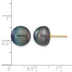 14K Gold Filled 10-11mm Black Button Cultured Freshwater Pearl Stud Earrings - view 3