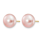 14K Gold Filled 10-11mm Purple Button Cultured Freshwater Pearl Stud Earrings - view 2