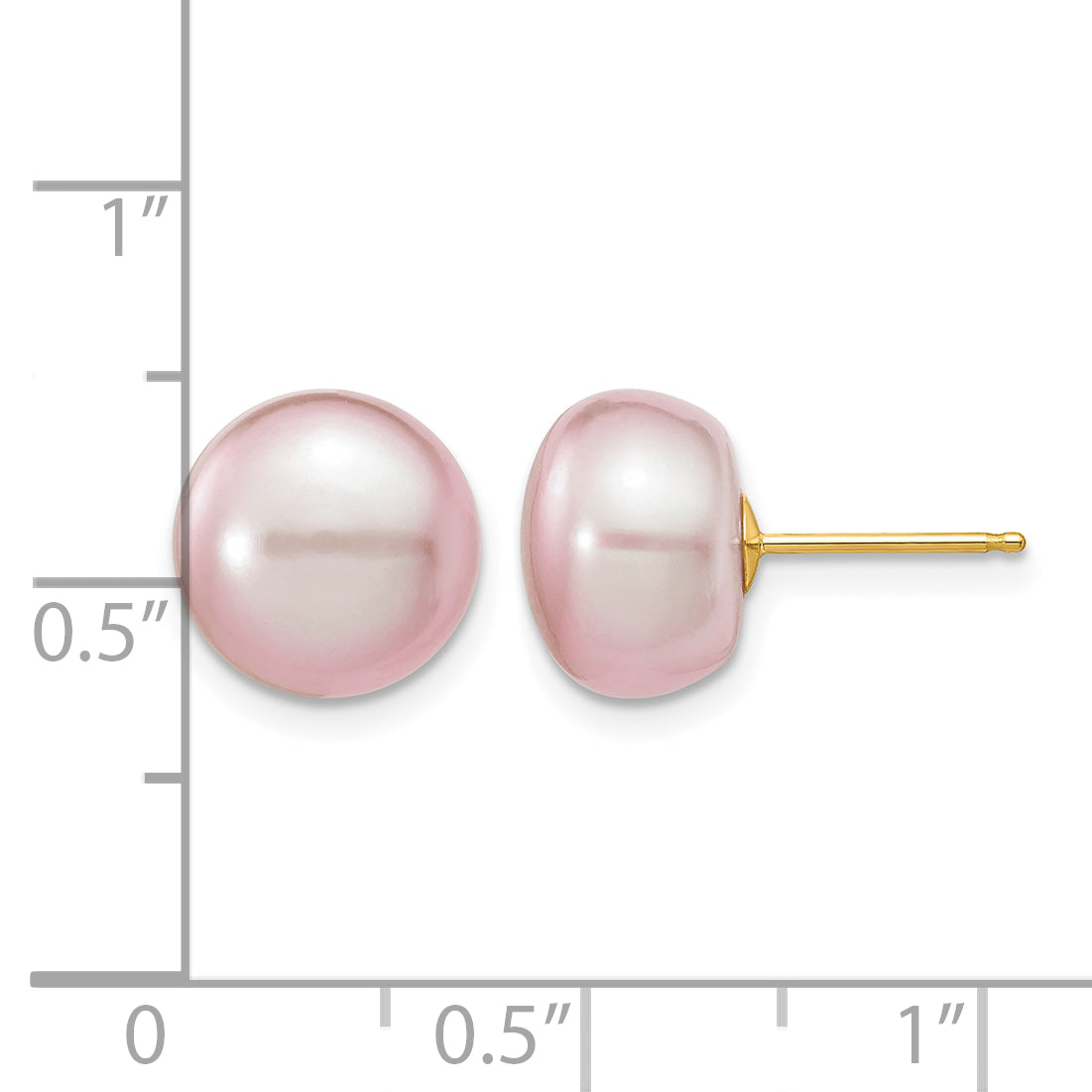 14K Gold Filled 10-11mm Purple Button Cultured Freshwater Pearl Stud Earrings Secondary image