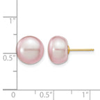 14K Gold Filled 10-11mm Purple Button Cultured Freshwater Pearl Stud Earrings - view 3