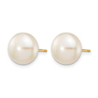 14K Gold Filled 10-11mm White Button Cultured Freshwater Pearl Stud Earrings - view 2