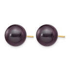 14K Gold Filled 10-11mm Black Round Cultured Freshwater Pearl Stud Earrings - view 2