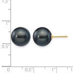 14K Gold Filled 10-11mm Black Round Cultured Freshwater Pearl Stud Earrings - view 3