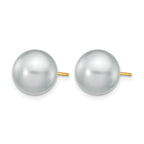 14K Gold Filled 10-11mm Grey Round Cultured Freshwater Pearl Stud Earrings - view 2