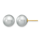 14K Gold Filled 10-11mm Grey Round Cultured Freshwater Pearl Stud Earrings by Sophia Jewelers