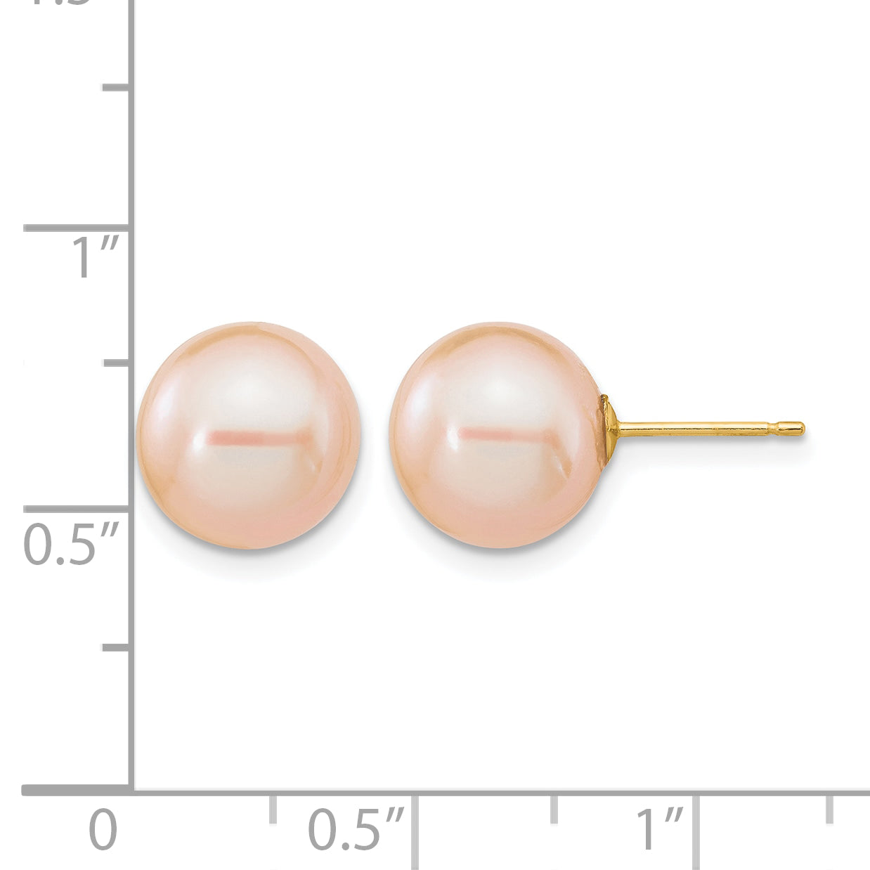 14K Gold Filled 10-11mm Pink Round Cultured Freshwater Pearl Stud Earrings - view 3