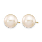 14K Gold Filled 10-11mm White Round Cultured Freshwater Pearl Stud Earrings - view 2