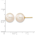 14K Gold Filled 10-11mm White Round Cultured Freshwater Pearl Stud Earrings - view 3