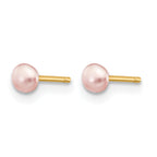 14K Gold Filled 3-4mm Pink Button Cultured Freshwater Pearl Stud Earrings - view 2