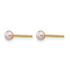 14K Gold Filled 3-4mm Purple Button Cultured Freshwater Pearl Stud Earrings - view 2