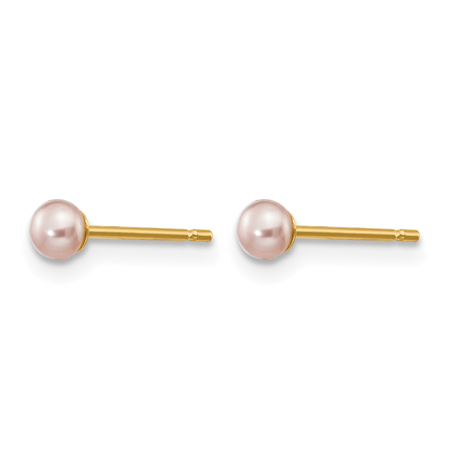 14K Gold Filled 3-4mm Purple Button Cultured Freshwater Pearl Stud Earrings - view 2