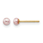 14K Gold Filled 3-4mm Purple Button Cultured Freshwater Pearl Stud Earrings by Sophia Jewelers